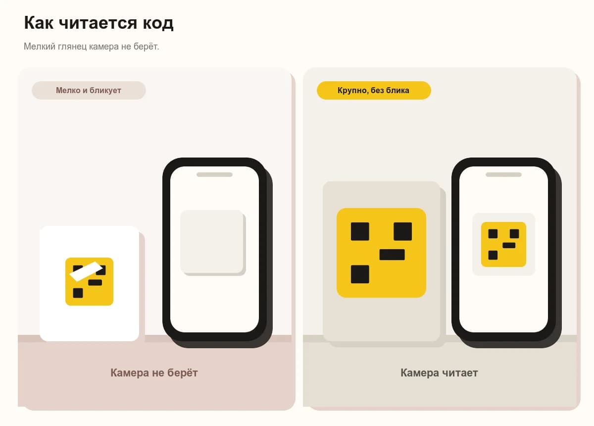 Код для отзыва печатают крупно и без блика